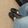 Pantuflas Retro de Piel Versátiles para Mujer, Punta Redonda, Otoño/Invierno, Sin Cordones, 2026, Cómodas de Algodón, Elegantes, Estilo Nuevo, Punta Cerrada