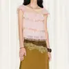 Em estoque 26 Novidade Primavera/Verão Top Tamil Amanhecer/Crepúsculo Renda Patchwork Retrô Francês Top de Tela Camisola Feminina