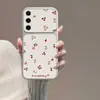 Funda de Cereza Dulce para Samsung S26, S24 Ultra con ventana de visualización grande, S25 Ultra en piel de cordero