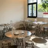 Banqueta Antiestática de Aço Inoxidável Loja de Chá com Leite Lanchonete Cadeira de Espera Conjunto de Mesa e Cadeiras para Restaurante Empilhável Economiza Espaço