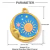 Colgante de Sol Estrella Pintado Transfronterizo DIY de Acero Inoxidable para Mujer Collar de Flor de Jardín Colgante de Joyería de Acero de Titanio