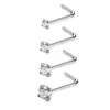 Acero Inoxidable 316 Transfronterizo Barra en S Barra en L Barra Recta Zirconia Redonda de Cuatro Garras Nariz Clavo Nariz Adorno Unisex Venta Directa de Fábrica