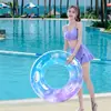 Anillo inflable para piscina de parque acuático con diseño de cielo estrellado y lentejuelas, para adultos y niños, anillo inflable para padres e hijos