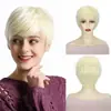 Novo produto transfronteiriço: Perucas curtas diárias para mulheres europeias e americanas, perucas sintéticas de fibra de cor dourado claro para cabeça inteira, em estoque para atacado diretamente do fabricante