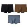 Directo de Fábrica Malla de Seda de Hielo Color Sólido Calzoncillo tipo Boxer Cintura Media Talla Grande Ropa Interior Transpirable para Hombre Venta al por Mayor Dropshipping