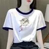 Camiseta Raglan Moda Mãe Estilo Comércio Exterior Transfronteiriço para Mulheres, Manga Curta Verão Slim Fit Solta Casual Top de Alta Qualidade