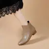 Botas de tornozelo femininas de inverno, novo estilo, bico fino, salto baixo, salto grosso e sola macia, versáteis e simples, forradas com fleece