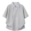 Camisa Polo de Manga Corta a Rayas Estilo Retro Americano de Verano para Hombres y Mujeres, Top Holgado de Marca de Moda Tendencia para Parejas