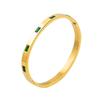 Comércio exterior transfronteiriço joias fonte de moda francesa leve luxo simples senhoras titânio aço banhado a ouro diamante verde snap-on Pulseira