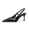 Zapatos Rojos de Tacón Alto de Nuevo Estilo con Hebilla Metálica para Mujer, Sandalias de Verano de Punta Fina y Tacón Medio, Punta-Punta para Mujer de Alta Gama