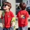 Camiseta de algodón puro de manga corta, informal, holgada, para verano, para niños mayores, versátil para el verano para niños.