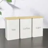 Tapa de Madera Simple con Sello de Anillo de Silicona, Lata a Prueba de Humedad para Granos de Café, Lata para Dulces de Café, Té, Té, Lata con Tapa de Bambú