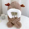 Sombrero Infantil de Dibujos Animados Invierno con Forro Polar Sombrero Grueso con Protección para las Orejas Bebé Dibujos Animados Astas Pequeñas Bufanda Linda Sombrero Todo en Uno