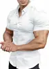 2026 Camisa de Manga Corta de Color Sólido de Verano para Hombre, Transpirable, Ajuste Delgado, para Músculo, Ropa Casual para Hombre, Transfronteriza Europea y Americana
