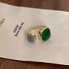Anillo de Diseño Esmeralda para Mujer, Moda de Alta Gama, Estilo Minimalista Único, Anillo de Dedo Índice Abierto de Nicho, Anillo Estilo Ins