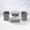 Mesa y silla de ratán para balcón al aire libre, venta al por mayor de fábrica, combinación de sofá para terraza y patio al aire libre