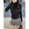 Nuevo Top de Camiseta de Manga Larga con Cuello Medio Alto, Terciopelo Alemán, Básico, Ajustado, Hombro Derecho, Teñido Anudado, Nicho, Otoño e Invierno 2025 para Mujer