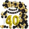 Juego de globos de cumpleaños negro dorado de 32 pulgadas para 18 años 30 años 40 años 50 años 60 años decoración de escena de fiesta de cumpleaños corona