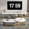 Juego de mesa de centro y mueble de TV de lujo ligero con panel de roca brillante, adecuado para espacios pequeños, extensible, diseño simple con cajones, para uso doméstico en la sala de estar