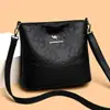 Popular Bolso de Moda para Mujer, Bolso Cubo Elegante de Cuero Suave Multicapa, Bolso de Hombro Cruzado de Gran Capacidad para Madres de Edad Media