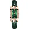 Reloj pequeño verde con incrustaciones de diamantes, correa de moda, reloj de cuarzo para mujer, venta al por mayor, regalo de celebridades en Internet, reloj cuadrado con temperamento para mujer.