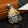 Collar Amarillo Estilo Étnico Vintage del Dios de la Riqueza para Hombres y Mujeres, Joyería Artística para el Amor y la Armonía, Nicho Chapado en Oro Hecho a Mano Estatua de Buda de Xizang