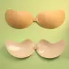 Vestido de Casamento Feminino Fino Respirável Silicone Invisível Seio Grande Seio Pequeno Push Up Sem Alças Antiderrapante Vestido Esponja Manga Pastilhas para Seios