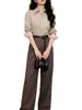 Camisa de Manga Larga Rayada de Alta Gama, Elegante y Exquisita para Mujer con Cuello de Solapa, Presentando un Estilo de Lujo Ligero y Minimalista