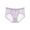 # 4010 # Ropa interior de encaje para mujer Entrepierna de algodón puro Sin costuras Bordado Cintura media Talla grande Calzones de niña estilo japonés Douyin