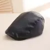 Chapéu de Couro PU Retro Novo para Primavera e Outono, Boné para Homens de Meia-idade e Idosos, Chapéu Ajustável à Prova de Frio para Outono e Inverno
