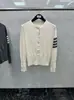 Venta Directa de Fábrica Tb Suéter de Lana para Mujer de Seis Botones Cuello Redondo Cuatro Rayas Cardigan Casual Simple Versátil Manga Larga Tejido