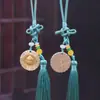 Colgante de moneda Shangui hecho de plata tibetana, colgante de moneda de cinabrio estilo chino vintage, accesorio de collar de hebilla de paz retro