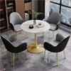 Conjunto de mesa e cadeiras de negociação em ardósia, cadeira de couro com estampa de pata de gato, mesa de recepção comercial, mesa redonda pequena, mesa de centro para lazer na varanda, mesa de jantar de luxo leve