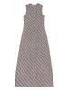 Vestido Midi Plissado Estilo Novo Primavera-Verão 2026 Sem Mangas Emagrecedor com Gola Redonda Pulôver, Elegante Vestido com Estampa de Linhas para Mulheres
