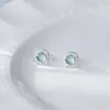 Pendientes Cuadrados de Plata S925 con Jade Azul Nalan, Exquisitos y Sencillos, Pendientes de Diseño Nicho Estilo Ins M08384