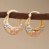 Pendientes Multicolores de Moda Populares de Cao Shi Venta Directa de Fábrica Joyería de Flores Frescas Estilo Elegante y Moderno en Forma de U