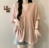 Camiseta plus size, camisa de alta qualidade estilo coreano, moderna e elegante, cor vibrante de verão, decote V valorizador, top modelador e de corte solto