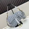 Bolso de Hombro Cruzado para Mujer D Brand, Nuevo y Moderno, Bolso de Hombro, Bolso Silla de Montar, Bolso de Mano Bordado Azul, Bolso de Mano con Estampado Completo