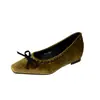 Sapatos Mocassins Quadrados Retro Franceses Versáteis para o Dia a Dia com Salto Alto e Aumento Interno de Altura e Laço