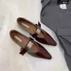 2025 Nueva Moda Femenina Estilo Francés Otoño Correa Única Noche Punta Puntiaguda Plata Mary Jane Zapatos en Negro