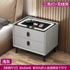Mesa de Noche Inteligente Madera Maciza Moderna Celebridad de Internet Simple Multifuncional Lujo Ligero Carga Inalámbrica Bloqueo de Huella Digital Mesa de Noche para Dormitorio