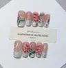 Nai Zi Unhas Usáveis Puramente Feitas à Mão Novo Modelo Outono/Inverno B345 Totalmente Pintadas à Mão Esculpidas Estilo Francês Elegante Adesivos de Unha para Comércio Exterior