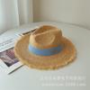 Verano Nuevo Estilo Rafia Borde Crudo Color Caramelo Sombrero de Jazz Sombrero Casual para el Sol Vacaciones Marinas Sombrero de Playa Tendencia de Mujer