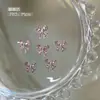 Accesorios Brillantes para Uñas con Zirconia de Mariposa, Decoraciones de Aleación de Alta Gama de Moda con Pedrería de Lazo y Corazón