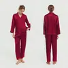 Pijama de Seda para Mulheres de Comércio Exterior, Elegante de Verão Conjunto de Calça Longa 100% Seda de Amora, Pijama de Manga Longa, Roupa de Dormir da Moda para Mulheres