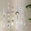 Set de 6 Piezas Transfronterizo de TikTok de Colgantes de Cristal Serie Plata, Carrillones de Viento Captadores de Luz Jardín Luna y Estrella, Atrapasoles