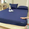 Sábana bajera de color liso todo incluido para uso en el hogar, protector antideslizante para colchón doble, sábana de algodón tejido de color liso, sábana bajera para sueño profundo Planeta