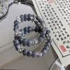 Pulsera de Cruz con Cuentas Grises para Mujer Pulsera Retro Europea y Americana Desgastada para Hombre Pulsera de Pareja Personalizada Moderna y Cool Regalo