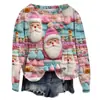 Popular Sudadera Nueva de Otoño e Invierno Transfronteriza Europea y Americana Estampada en 3D para Mujer Navideña Callejera de Moda con Cuello Redondo y Hombro Derecho