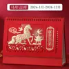 Calendario 2026 Estilo Chino Rojo Calendario 3D Año del Caballo Caja de Regalo Wholesale Edición Especial Publicidad Estampado en Caliente
